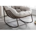 thumbnail image 3 of Indoor & Outdoor Comfy Rocker Chair with Thick Cushion, Oversized Metal Frame Rattan Egg Chair for Balcony Front Porch Garden Patio Backyard (Beige), 3 of 6