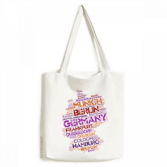 Germany City Name Map Style Tote Canvas Bag Shopping Satchel Casual Handbag