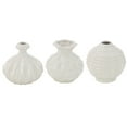 thumbnail image 4 of DecMode 6"W, 6"H Cream Ceramic Vase with Varying Patterns, Set of 3, 4 of 6