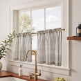 thumbnail image 2 of Striped Linen Kitchen Curtains 24 Inches Length Tier Curtains Farmhouse Modern Cafe Small Window Treatments Airy Light Filtering Rod Pocket for Living Room Bathroom 2 Panels Jet Black, 2 of 8