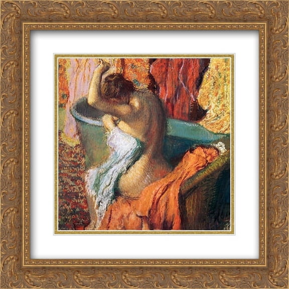 Edgar Degas 2x Matted 20x20 Gold Ornate Framed Art Print 'Seated Bather'