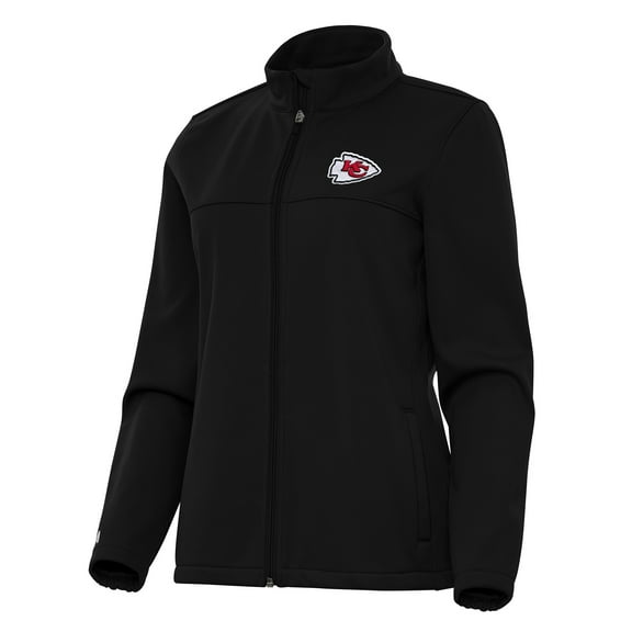 Women's Antigua  Black Kansas City Chiefs Links 2 Golf Full-Zip Jacket
