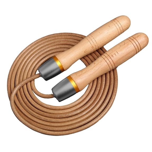 Adjustable Jump Rope, Tangle-FreeWood Handles, Leather Speed Skipping Ropes Workout for Fitness - grey