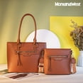 thumbnail image 4 of Montana West 2Pcs Handbags Set for Women Large Tote Bags Purse with Cute Crossbody bags, Brown, 4 of 9
