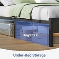 thumbnail image 6 of Haewon Queen Size Bed Frame with Upholstered Headboard, Metal Platform Bed Frame with USB Charging & LED Lights, Under-Bed Storage, No Box Spring Needed, Dark Grey, 6 of 8