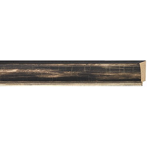 Picture Frame Moulding (Wood) 18Ft Bundle - Contemporary Pewter Finish - 1.625" Width - 3/8" Rabbet