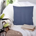 thumbnail image 3 of 14x14 Pillow Covers Set of 2, Navy Blue Striped Throw Pillow Covers Decorative Couch Cushion Case, Navy Blue White Farmhouse Stripes Microfiber Square Pillowcases for Bedroom Car Living Room, 3 of 7