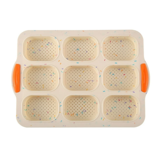 Non-Stick Silicone Baking 9-Cavity Oval Pan for Homemade Bread Loaves and Creation