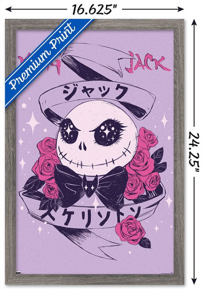 Disney Tim Burton's The Nightmare Before Christmas - Japanese Jack Wall Poster, 14.725" x 22.375", Framed