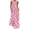 thumbnail image 1 of Niuer Women Tank Dress V Neck Summer Beach Sundress Floral Print Long Maxi Dresses Bohemian Sleeveless Style R 2XL, 1 of 2