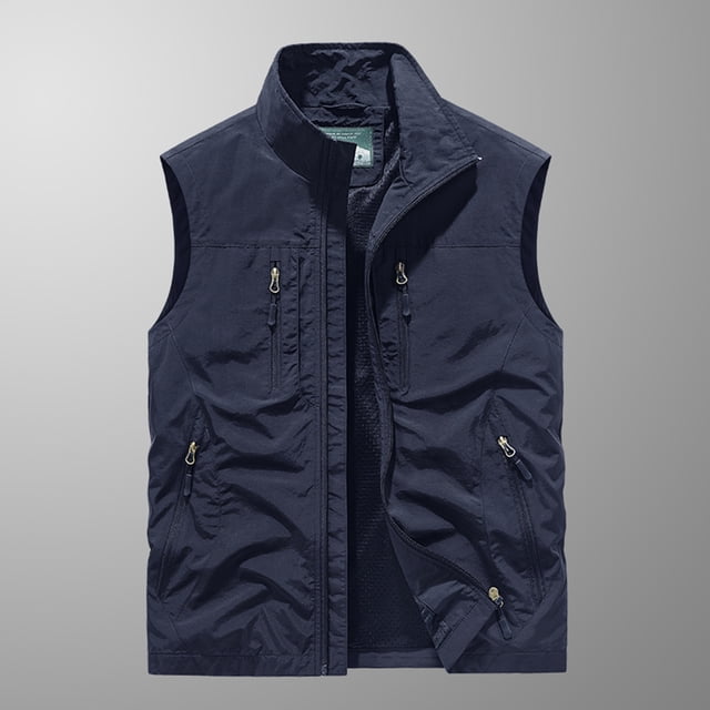Jackets for Men, Work Jackets for Men, Mens Quick-Drying Work Clothes Jacket Solid Color Stand-Up Collar Zipper Waistcoat