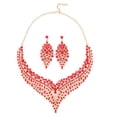 thumbnail image 2 of rygai 1 Set Bride Ear Studs Temperament Vivid Color Geometric Flower Exquisite Workmanship Retro Decor Dress Up Glitter Heavy Dinner Women Jewelry Necklace Wedding Gift,Red, 2 of 8