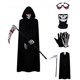 thumbnail image 1 of Disfraz de Halloween, disfraz de la Parca de 175 cm con guadaña de la muerte y guantes de esqueleto, capa con capucha negra, disfraz de Halloween unisex, carnaval, cosplay, 1 of 5