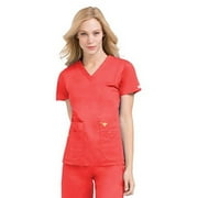 Med Couture Flex-It Scrub Top with Stretch Back Panel, Tangerine with Honey, Medium