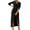 Black, variant on biudgviw Lounge Dresses for Women Comfy V Neck Long Sleeve Fall Dress Fashion Front High Slit Solid Color Dress