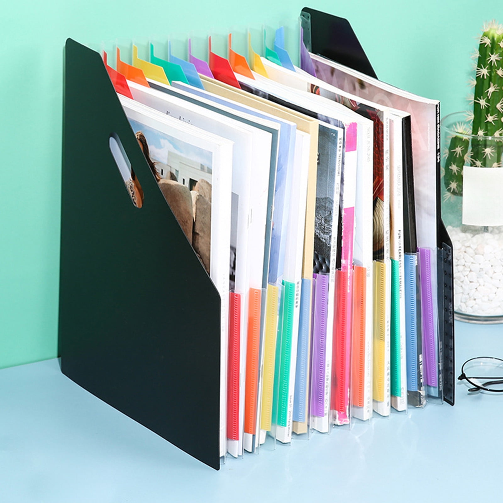 Specollect Clearance 3Pcs Plastic Magazine File Holder Vertical Binder Storage Organizer for Desk Sturdy Upright Desktop Magazine Organizer Folder Rack for Office School Home