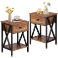 thumbnail image 1 of VECELO Table de Chevet Ensemble de 2 avec Tiroir pour Salon Chambre, (Marron), Table de Chevet 2 Ensembles, 1 of 1