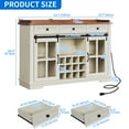 thumbnail image 3 of DEXTRUS 53" Farmhouse Kitchen Buffet Sideboard with Sliding Barn Door, Charging Station, 3 Drawers and Wine Rack, 3 of 10