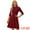 Wine Red, variant on Unique Bargains Women's Sheath 3/4 Sleeves Stand Collar A-Line Dress L Hot Pink