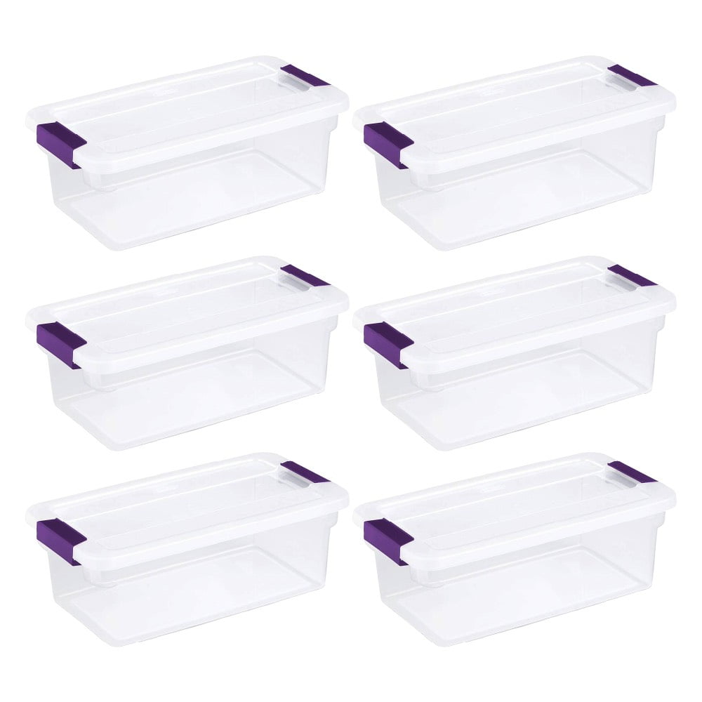 6 Pack Sterilite 27 Quart Clear View Latch Box Storage Home Organizer Plastic 