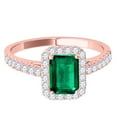 thumbnail image 2 of Aonejewelry 0.75 Ct. Ttw Stylish Look Diamond and Emerald Shape Emerald Ring In 10k Rose Gold, 2 of 4