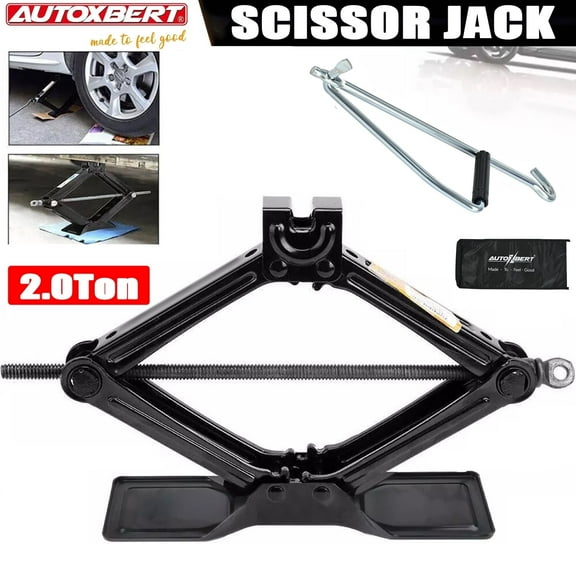 AUTOXBERT 2 Ton Scissor Jack Car Van Wind Up Tyre Lift Extra Wide Base Repair Hand Tool