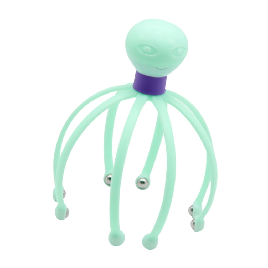 Scalp Massager Headache Relief Steel Balls Stress Relaxation Head Massage Scratcher, Green