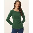 thumbnail image 2 of Blusa básica de manga larga con cuello redondo y frente giratorio para mujer Verde Oscuro XL, 2 of 6