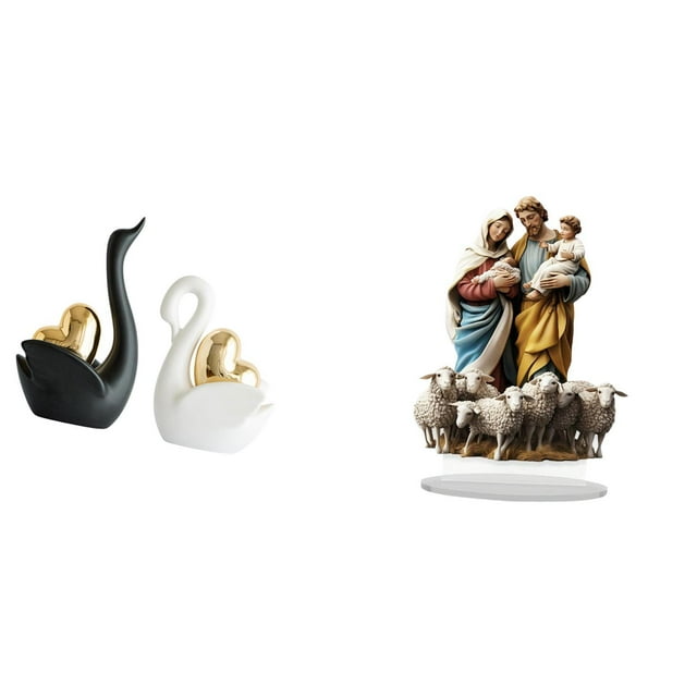 Elegante pareja de cisnes, adorno de mesa acrílico, artesanía, decoración, regalo para estantería, entrada, chimenea navideña.