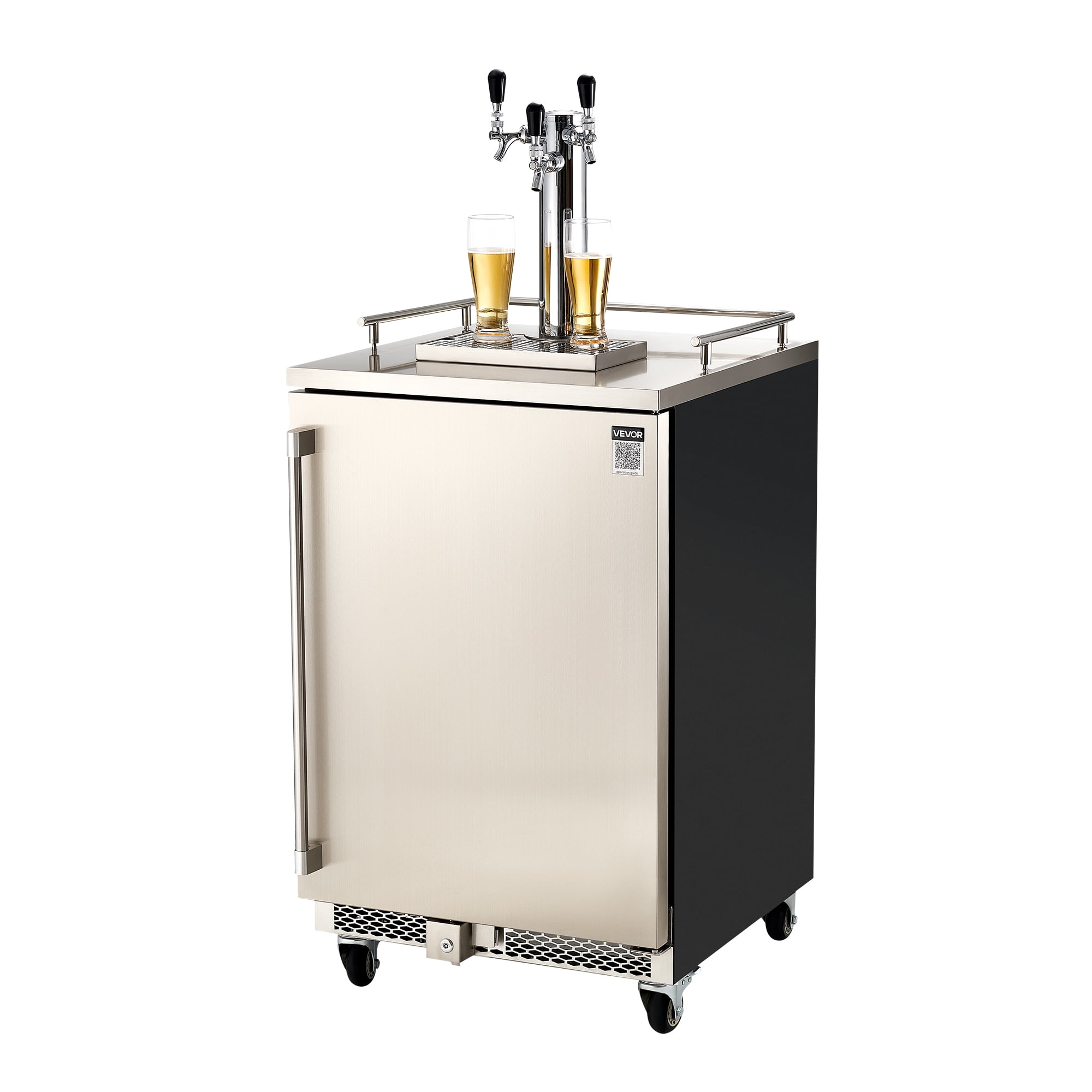 VEVOR Beer Kegerator, Triple Tap Commercial Draft Beer Dispenser for D system, Full Size Keg Refrigerator with 5lbs CO2 Tank, Hold 3 Sixth / 2 Slim / 3 Ball lock keg, 160L