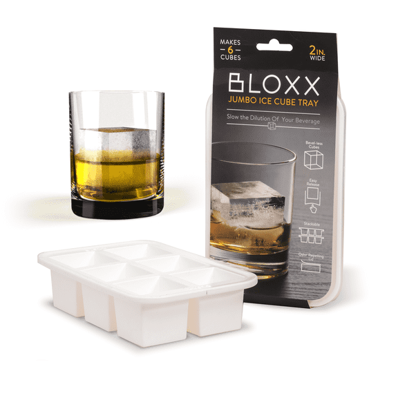 BLOXX Silicone Ice Cube Tray with Lid for Freezer | BPA Free Ice Cube Tray Mold Makes 2in Cubes | Stackable Ice Cube Molds is Dishwasher Safe | Easy release 6 Flexible Ice Cube Trays for Freezer