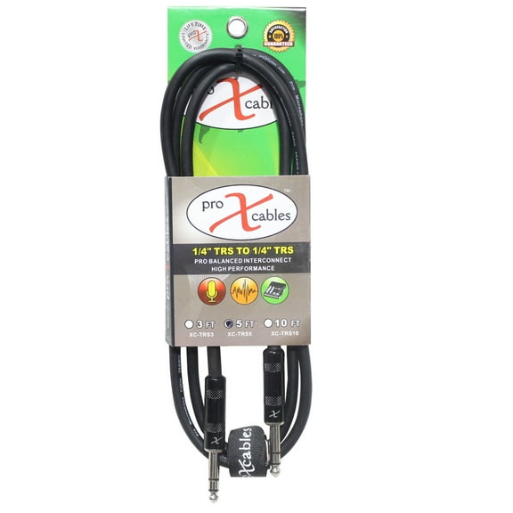 ProX XC-TRS05 5' 1/4" TRS-M to 1/4" TRS-M Balanced High Performance Audio Cable