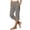 Grey, variant on Women's Straight Capri Pants, Elastic Waist Cropped Trousers with Side Buttons, Lightweight Summer Casual Bottoms