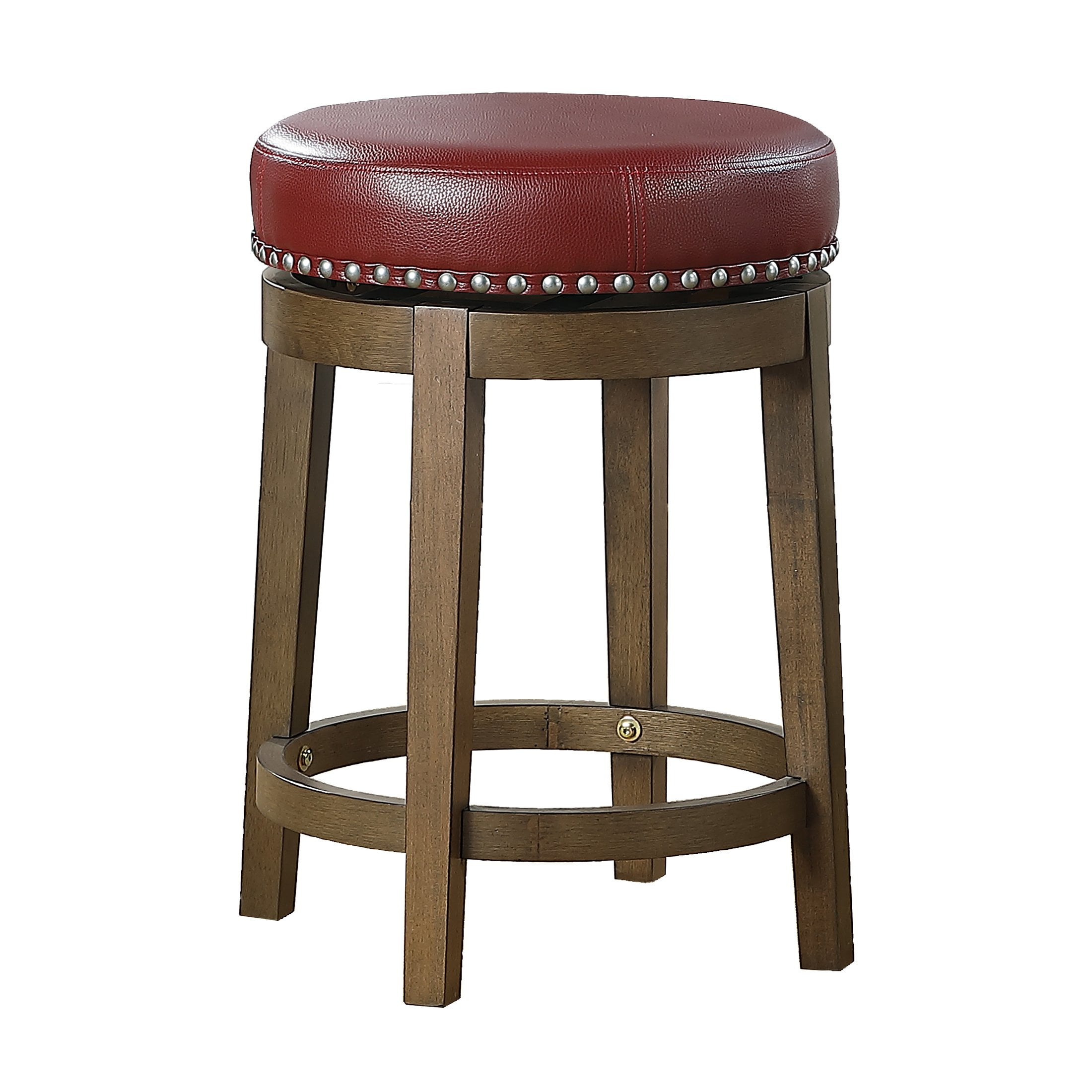 OakvillePark Muny Round Swivel Counter Height Barstool (Set of 2), Red