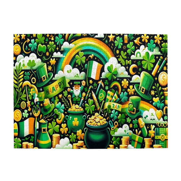 500 PCS 500 Pcs Jigsaw Puzzles Saint Patrick'S Day,Create A Festive Atmosphere,Vibrant Colors,Wonderful Imagination,Modern Style Wooden Puzzle As Home Wall Decor,Festival Decoration