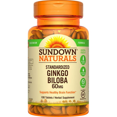 Sundown Naturals Ginkgo Biloba Herbal Supplement Tablets, 60mg, 100 (Best Ginkgo Biloba Brand)