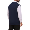 thumbnail image 3 of INSPIRE CHIC Men's Sweater Vest V Neck Solid Color Knit Sleeveless Top M Navy Blue, 3 of 5