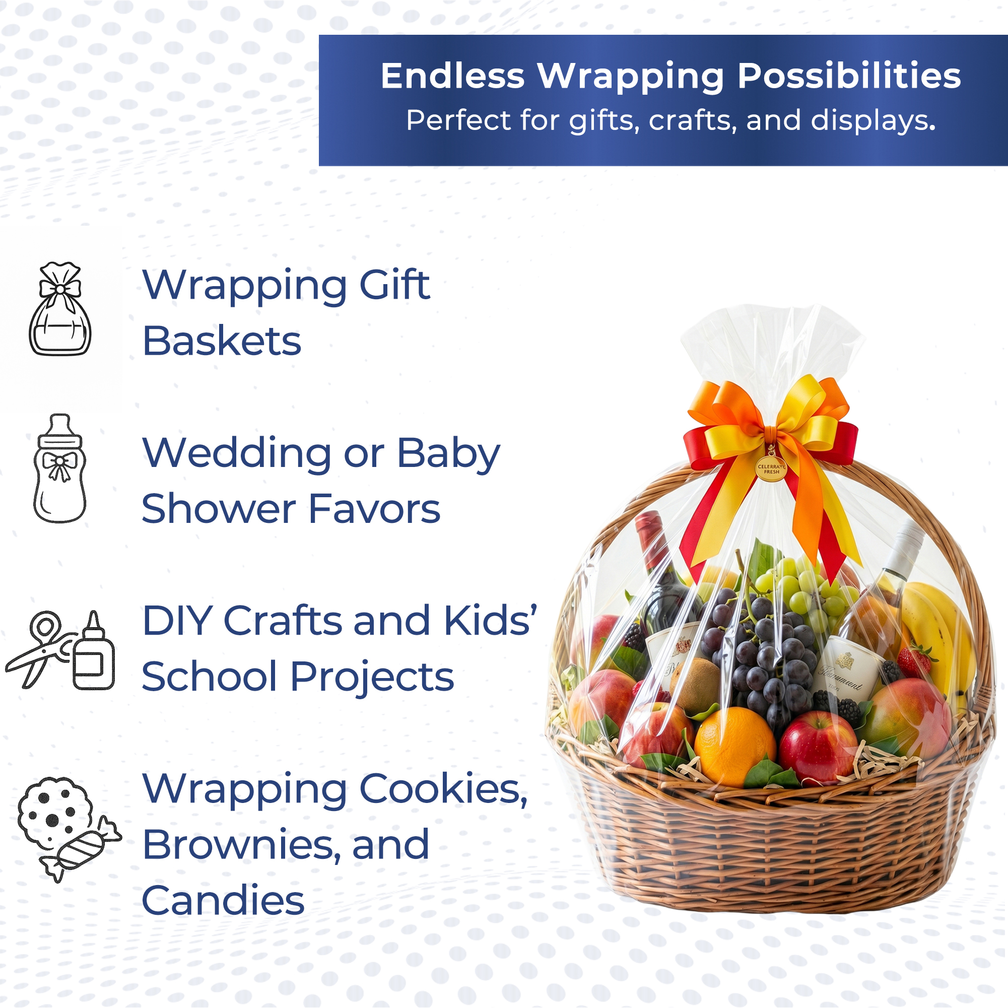 Fiesta Wraps Clear Cellophane Roll, 31.5 Inch x 110 Feet photo 4