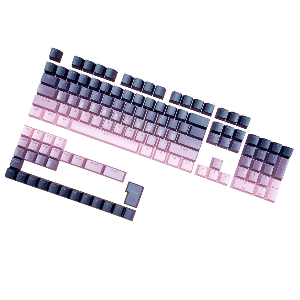 PBT Keycaps OEM Profile, Front Printed Double Shot Shine Through Gradients Orange Black Keycaps for Mechanical Keyboards