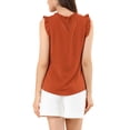 thumbnail image 3 of INSPIRE CHIC Blouse Sans Manches pour Femme, à Volants, Plissée, Blouse CHIC pour le Travail, L Orange Foncé, 3 of 7