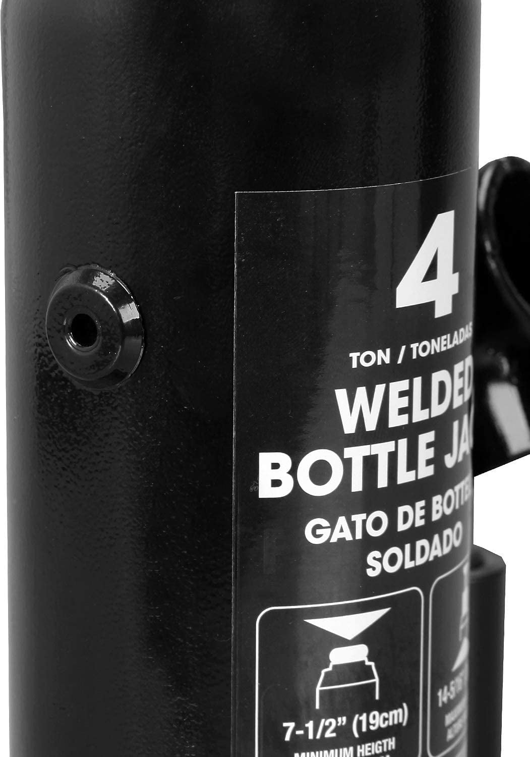 Torin Hydraulic Welded Bottle Jack, 4 Ton (8000 lb) Capacity, Black