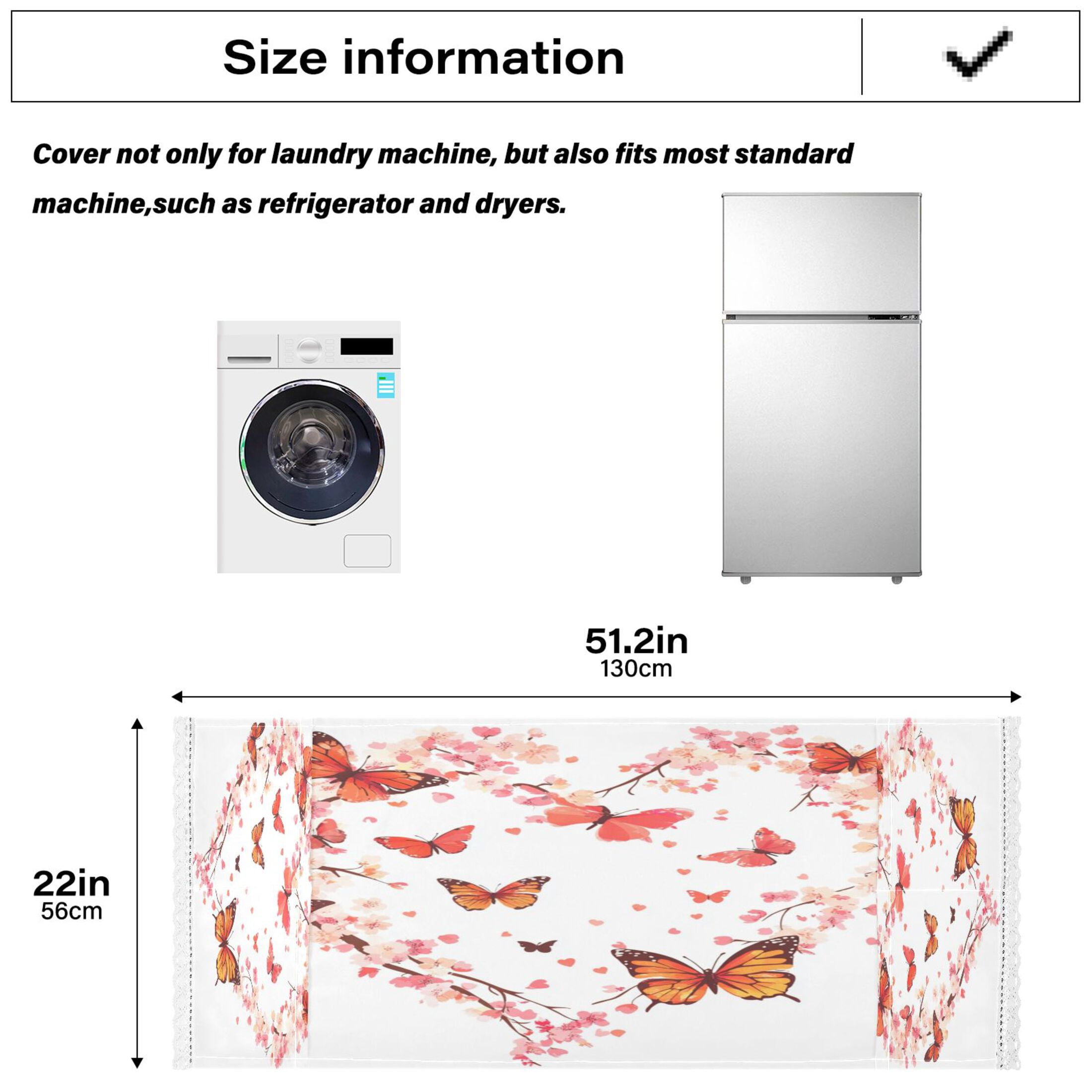 WOBOGO Orange Butterfly Pink Floral Washing Machine Cloth Dryer Refrigerator Top Cover Protective Non-Slip Mat For Kitchen Laundry