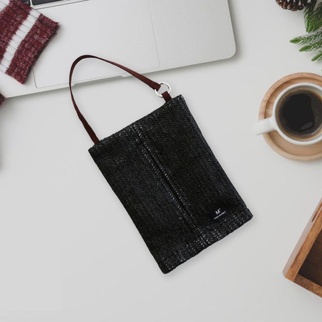 Bolsa de tejido colgante Macarena bolsa de almacenamiento dispensador de pañuelos reutilizable Negro