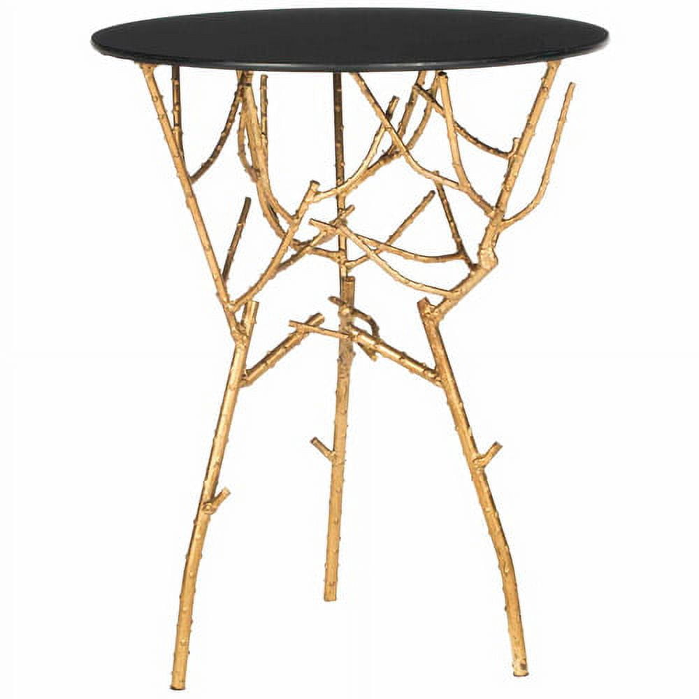 SAFAVIEH Tara 22.5 in. H Branched Glass Top Accent Table, Gold/Black