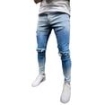 thumbnail image 2 of Kmbangi Men? s Ripped Jeans Gradient Color High Waist Trousers Long Pants, 2 of 9