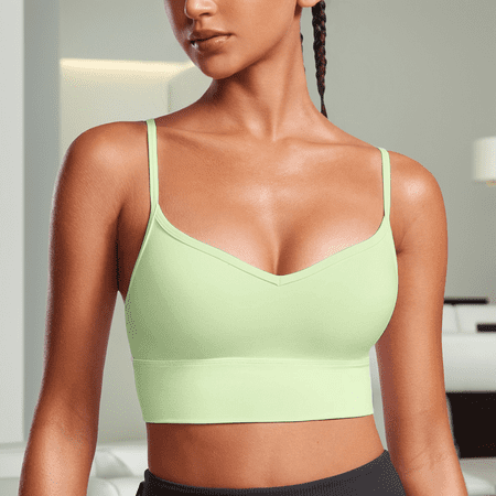 Fulorrnie Bras for Women Plus Size Comfort Wirefree Supportive Seamless Yoga Sports Workout Gym Compression Plunge Ventilated Bra Light Green XL