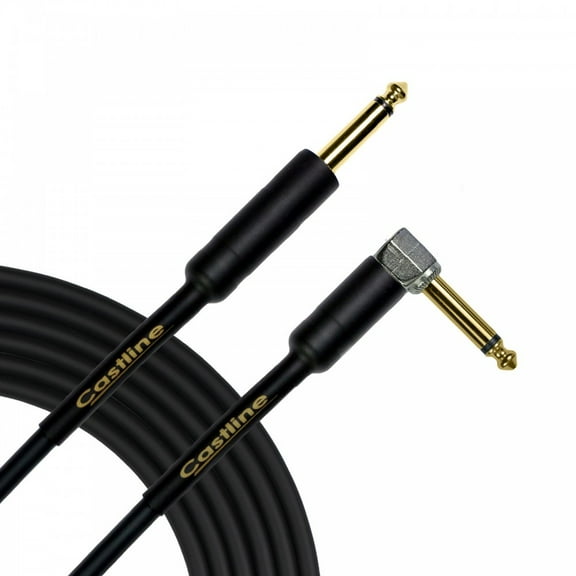 3 Ft Castline Gold 1/4" TS Straight 1/4" TS Right Angle Unbalanced Patch Cable Mogami 2524
