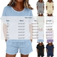 thumbnail image 3 of Cagogo Women Plus Size 2 Piece Shorts Set Round Neck Short Sleeve Tshirt Pocket Loose Casual Summer Outfits Matching Lounge Sets Tracksuits Travel Airport Clothes, Black 3XL, 3 of 7