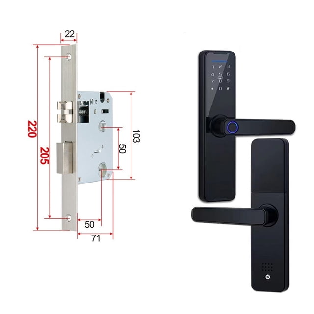 Door Lock, Biometric Fingerprint Door Lock Black Smart Lock Tuya App Remote Unlocking Password Keyless Lock Electronic Door Lock ,Easy to Install
