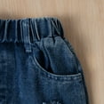 thumbnail image 3 of Dooleck Toddler Baby Girl Clothes Ribbed Shirt Tops Ripped Jeans Denim Pants Outfit, 3 of 8